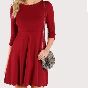 Scallop Fit and Flare Dress